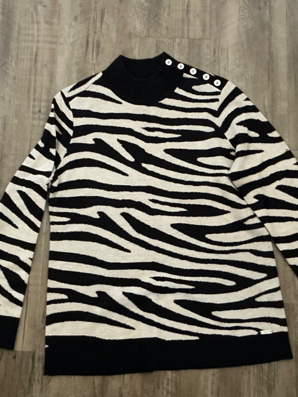Calvin Klein Women's Zebra Print Mock Neck Sweater, size M